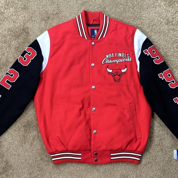 CHICAGO BULLS 6 TIME NBA FINALS COTTON CHAMPIONSHIP JACKET   M L XL 2X - Picture 2 of 7